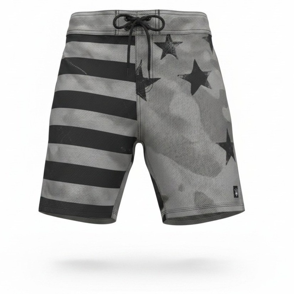 Forged Board Shorts Mens 32 Gray Stars and Stripes Camo‎ Patriotic Swim Trunks